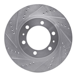 Toyota FJ Cruiser Brake Rotor (1) - Front Left - R1 Concepts - Drilled & Slotted - Silver - `03-`23